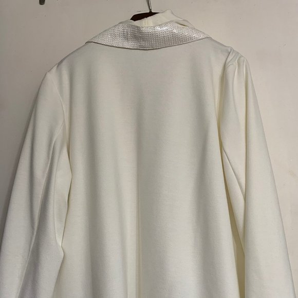 Guillaume Off-White Women's Waterfall Open Cardigan Flowy Sequin Collar, Size L - Picture 7 of 9